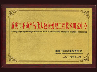 市不动产智能大数据处理工程技术研究中心证书